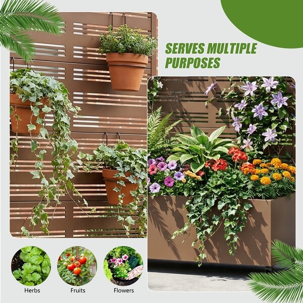 Outdoor Metal Galvanized Privacy Screen Planter Box with Trellis