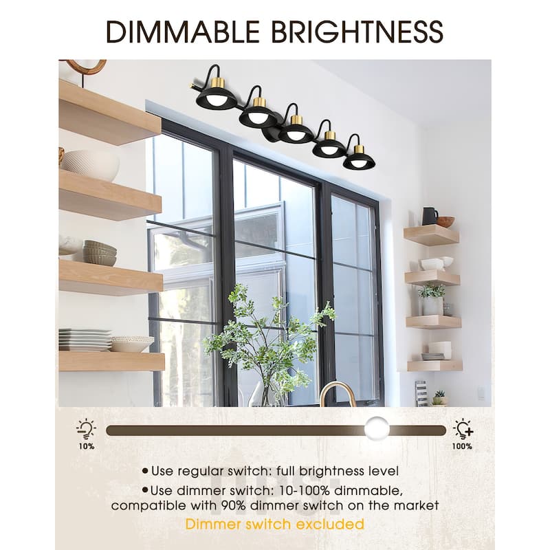 3/4/5 Light 15W LED Gooseneck Black Bathroom Vanity Light