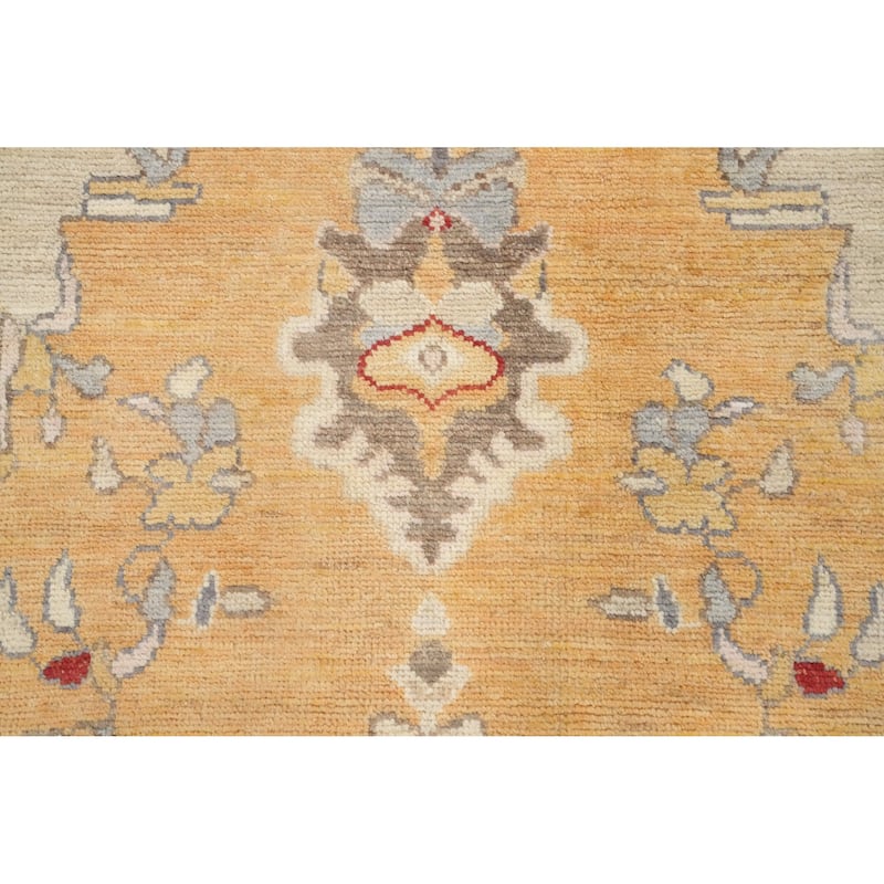 Hand Knotted Oriental 100% Wool Carpet Traditional Medallion Yellow & Gold Chobi-Peshawar Area Rug - 11' 10'' X 9' 0''