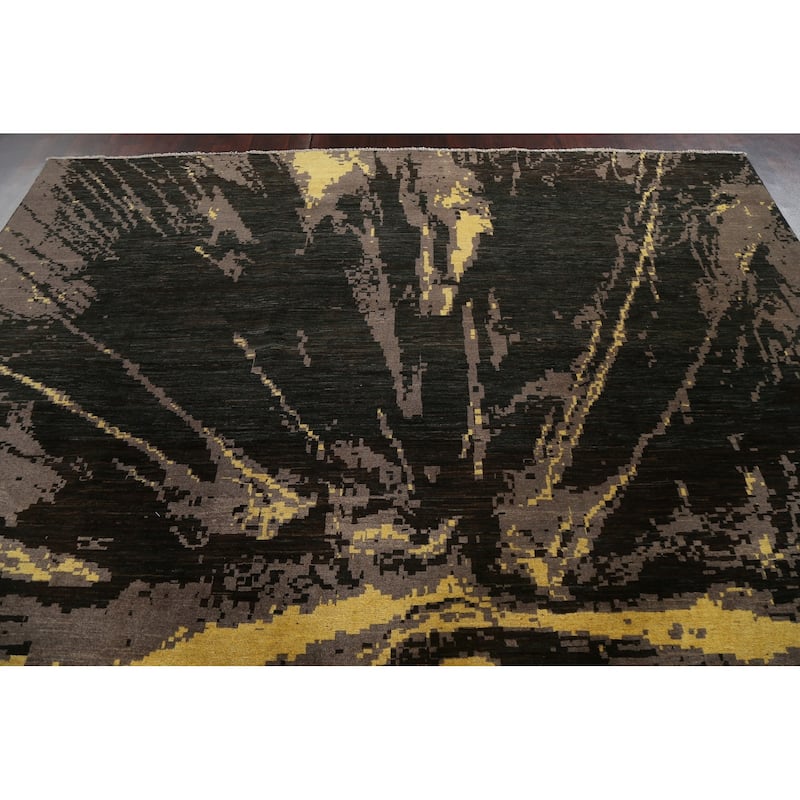 Vegetable Dye Abstract Contemporary Area Rug Hand-knotted Wool Carpet - 9'9" x 12'9"