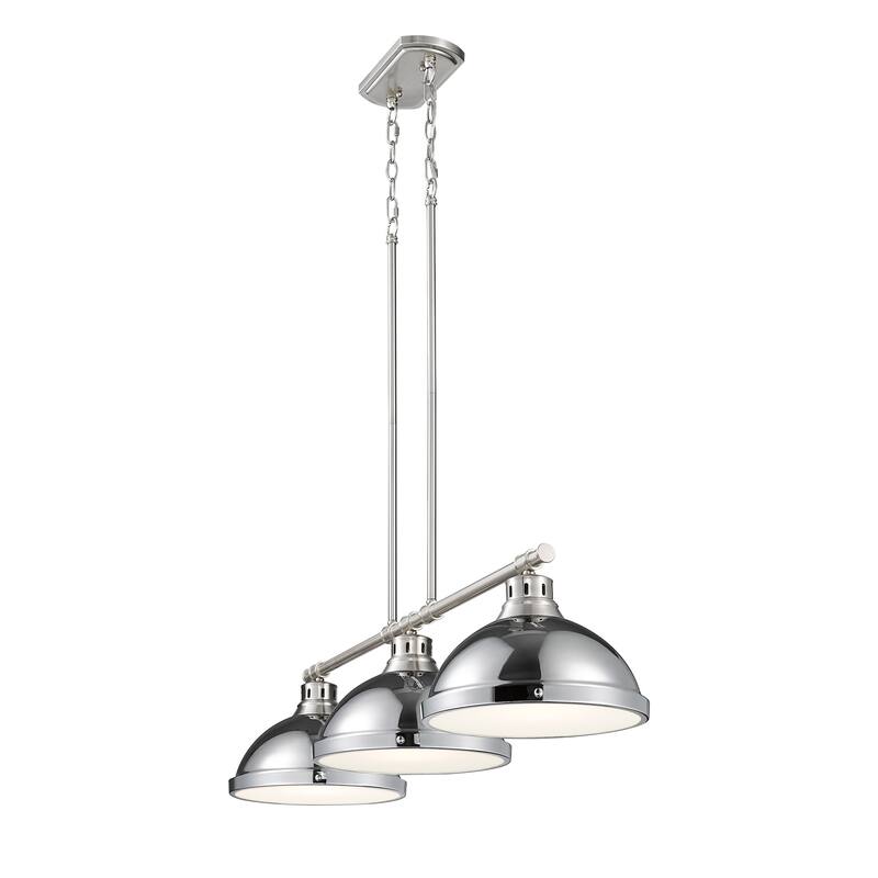 Yep by Golden Lighting Duncan 3-light Island Light in Pewter and Chrome shade