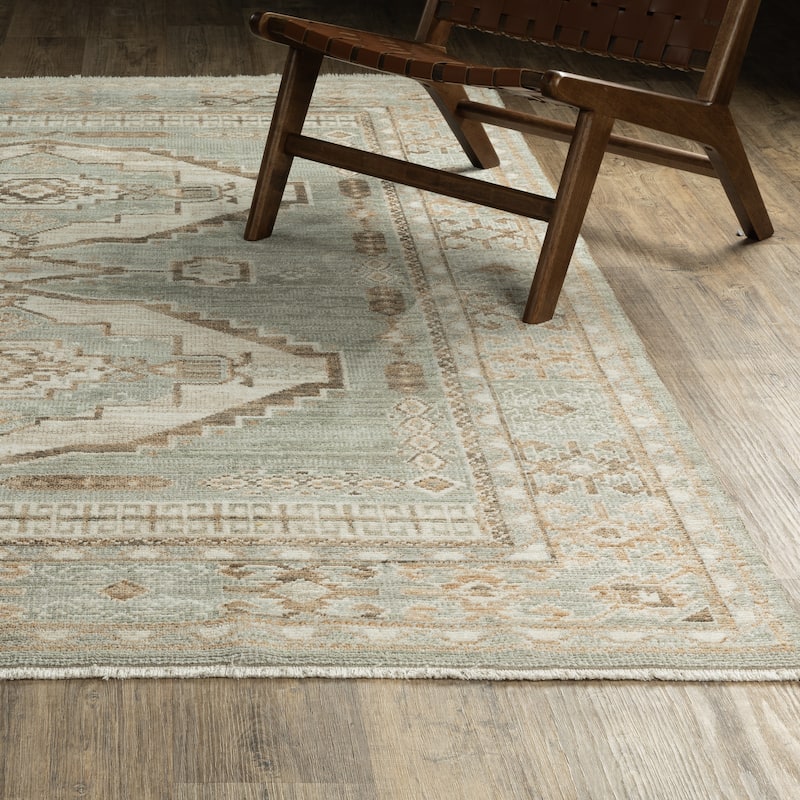 Style Haven Lucia Bohemian Tribal Medallions Pale Blue/Ivory Area Rug - 9'10" x 12'6"