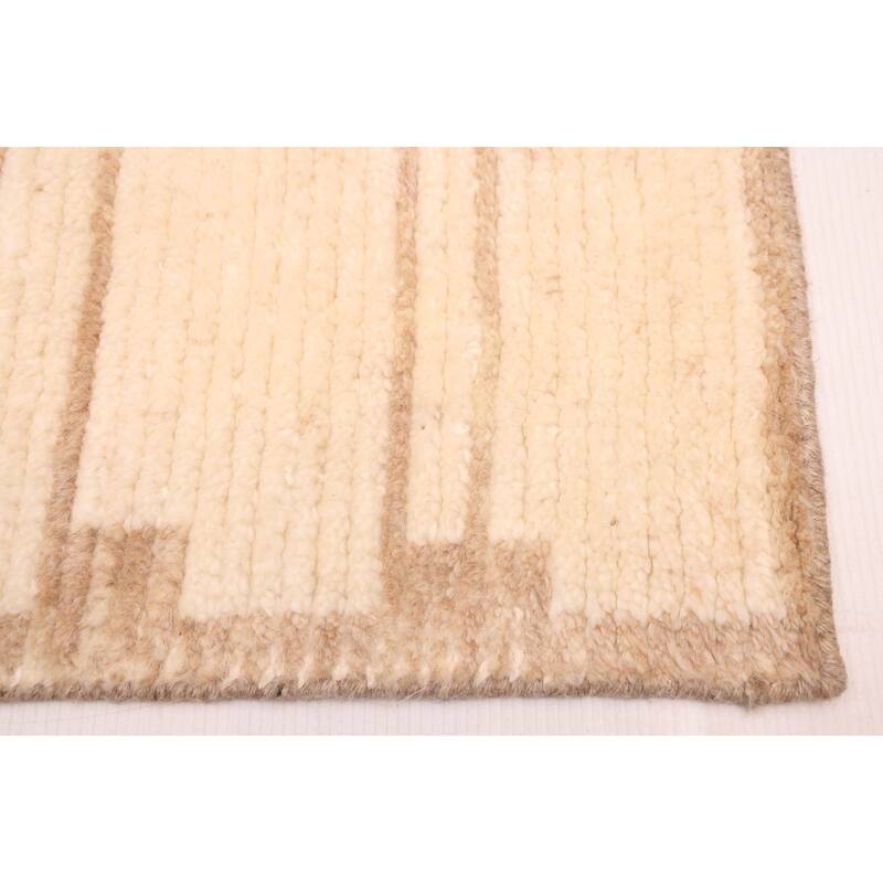 ECARPETGALLERY Hand-knotted Tangier Cream Wool Rug - 5'0 x 7'11