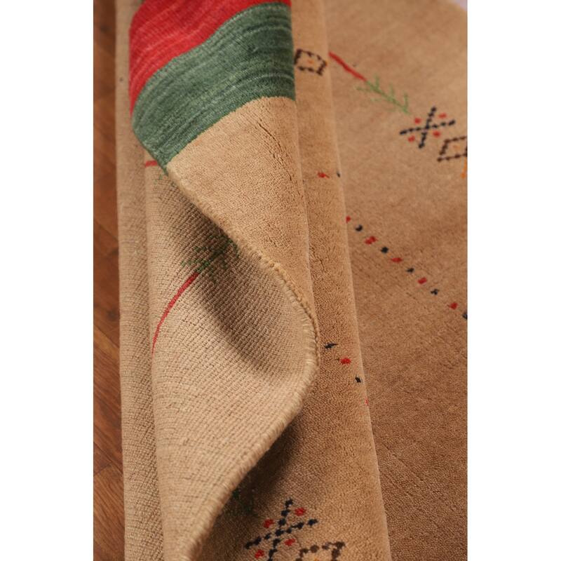 Striped Gabbeh Indian Foyer Rug Handmade Wool Carpet - 3'11"x 5'7"