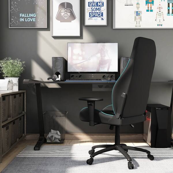 Flash Furniture X20 Gaming Chair Racing Office Computer Pc Adjustable Chair With Reclining Back And Transparent Roller Wheels In Gray Leathersoft