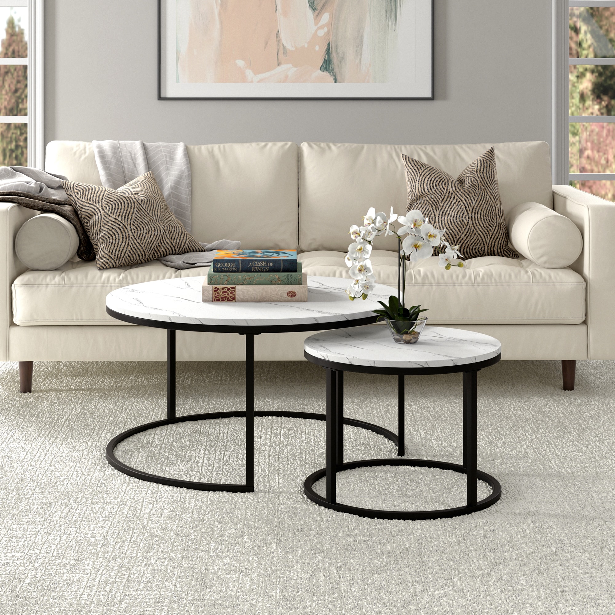 Marble round nesting on sale side table