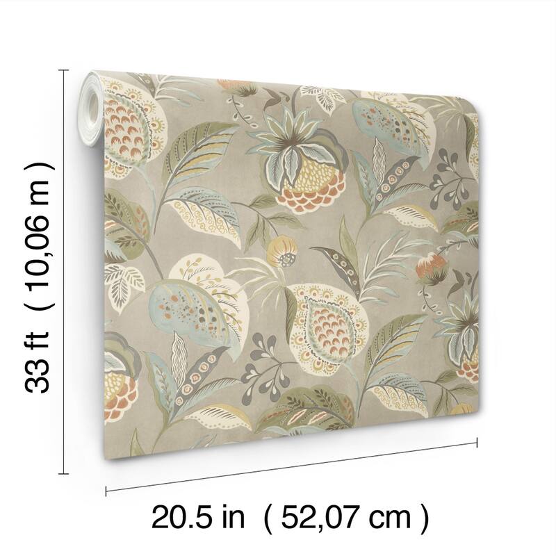 Chesapeake Bohemian Taupe Jacobean Wallpaper