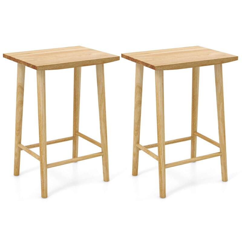 2/4 pcs Counter Height Bar Stools 25.5" Backless Wooden Dinning Chairs - Set of 2