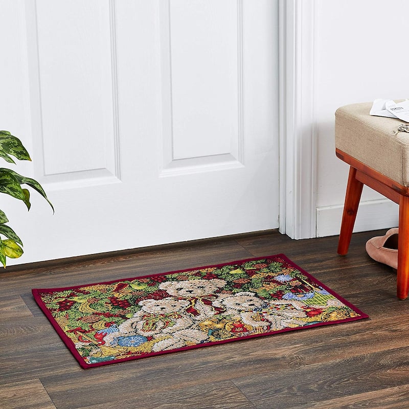Violet Linen Decorative Christmas Tapestry Holiday Design- 19" X 27" Area Rug - 19" x 27"
