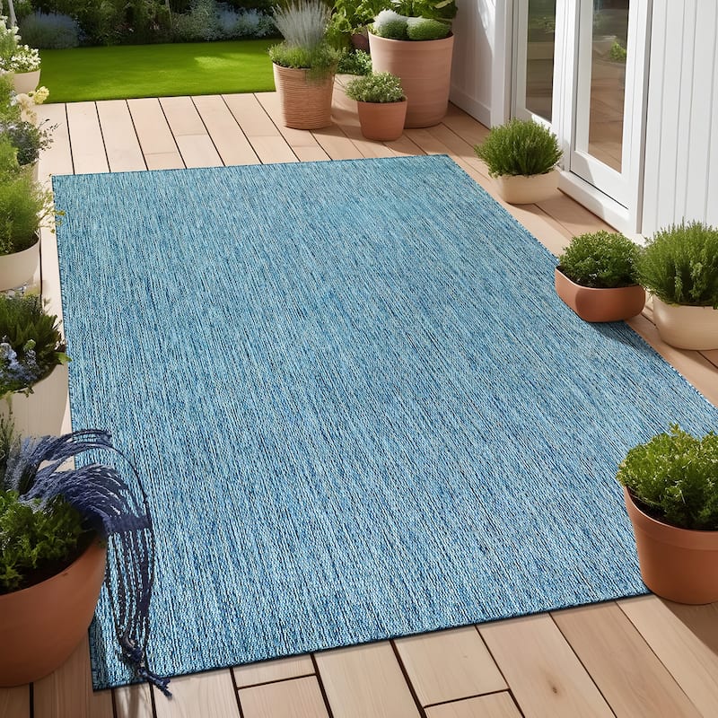 Aloha Washable Solid Indoor Outdoor Area Rug Patio Deck Living Room
