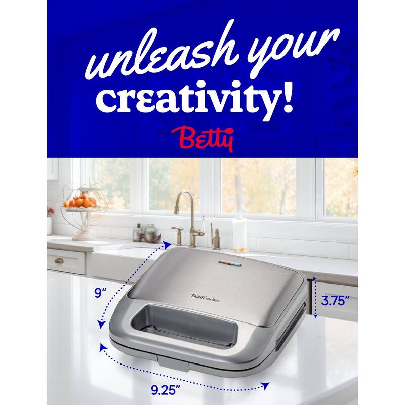 Betty Crocker 3-in-1 Indoor Grill, Sandwich / Panini Press & Waffle Maker Plus, 750 Watts