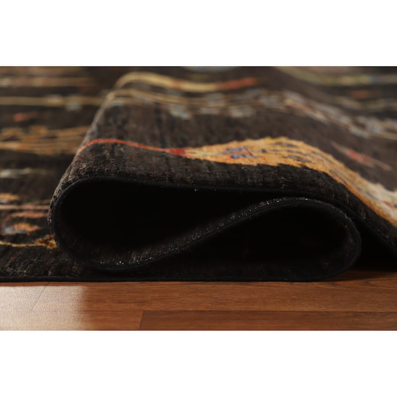 Hand Knotted Oriental 100% Wool Carpet Traditional Floral Brown Ziegler Area Rug - 9' 6'' X 6' 6''