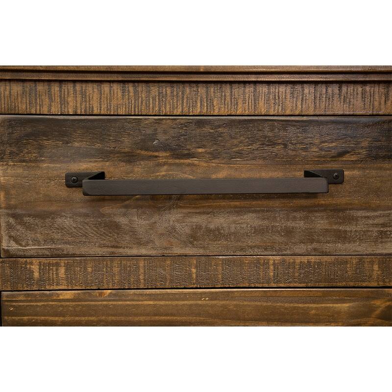 HomeRoots 60" Brown Solid and Manufactured Wood Distressed Buffet Table - 59.75 in. x 34.25 in. x 19.75 in.