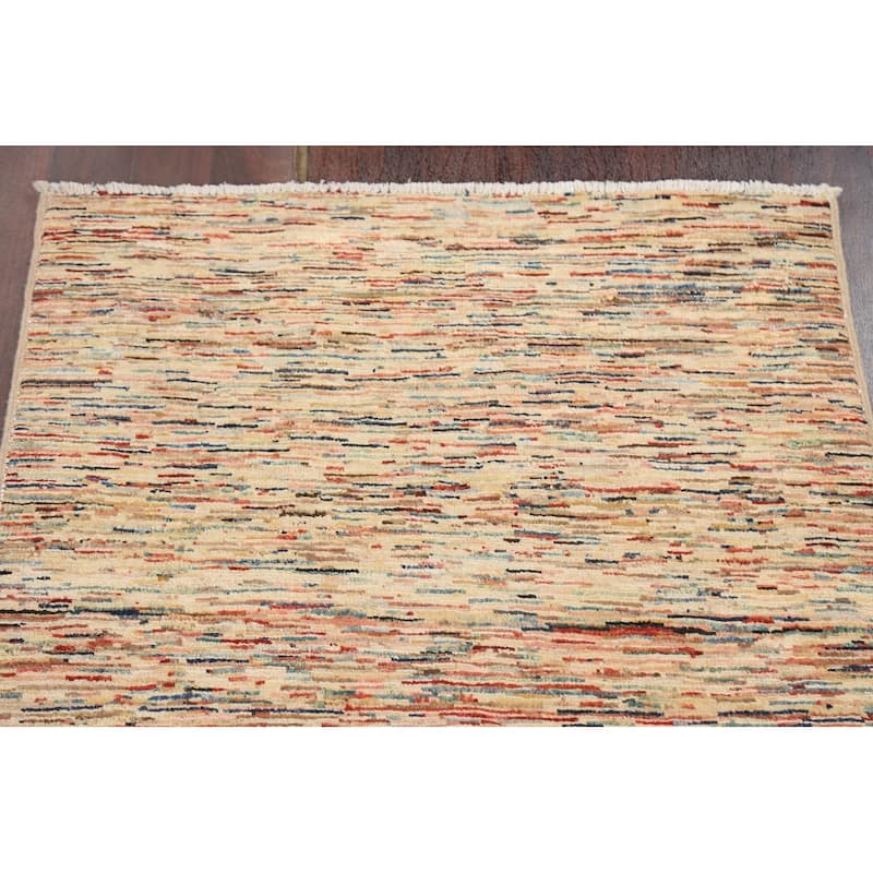 Striped Modern Gabbeh Kashkoli Oriental Area Rug Wool Handmade Carpet - 2'8" x 4'1"