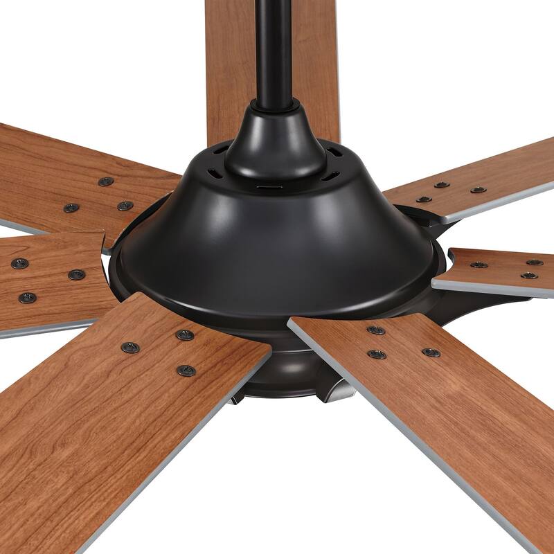 72" Wooden 7-Blade Large Outdoor Industrial DC Ceiling Fan with Remote