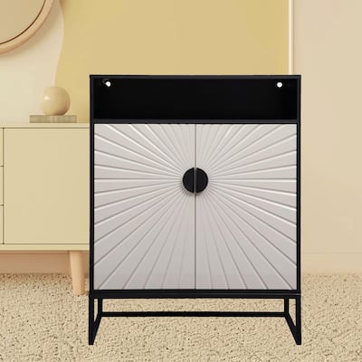 Modern 5-Tier Shoe Organizer Rack Cabinet with Sensor Night Light and Open Shelves for Hallway, Entryway or Mudroom Storage
