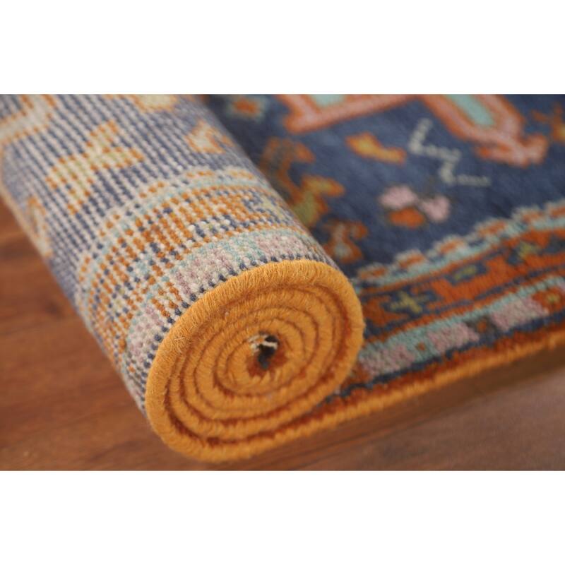 Blue Heriz Serapi Oriental Runner Rug Handmade Wool Carpet - 2'8" x 8'3"