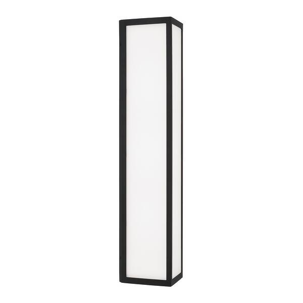 slide 2 of 5, Integrated LED Outdoor Wall Lantern in Black with Painted White Glass 7.5"W x 29"H x 5.25"E