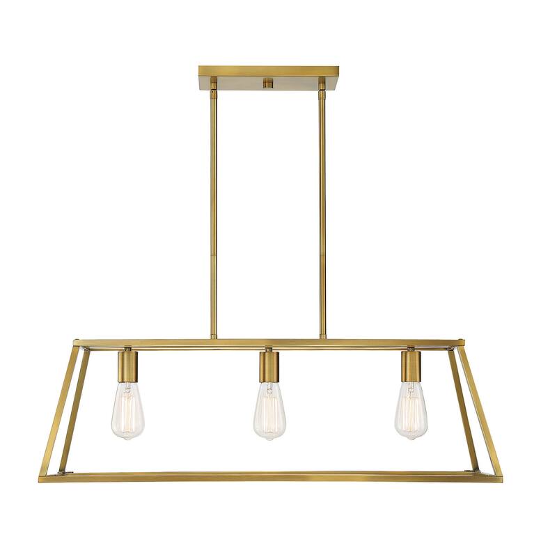 Savoy House Denton 3 Light 33" Wide Linear Chandelier - Warm Brass