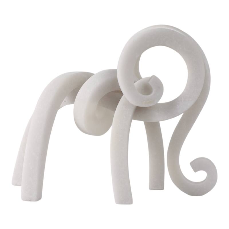 Resin Sculpture Modern Ninove Abstract Elephant Design - 10" White - 12.75" x 4.5" x 10.25" - White - 12.75" x 4.5" x 10.25"