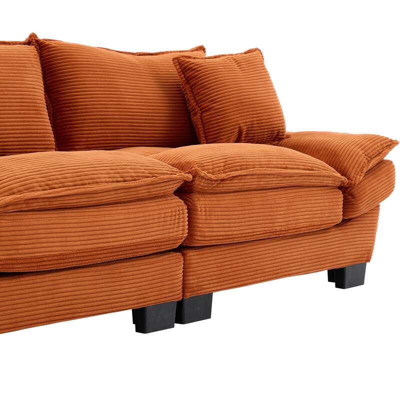 Corduroy Couch Loveseat Sofa with Pillows,Comfy Upholstered Deep Seat Sofa for Bedroom,Living Room,Office