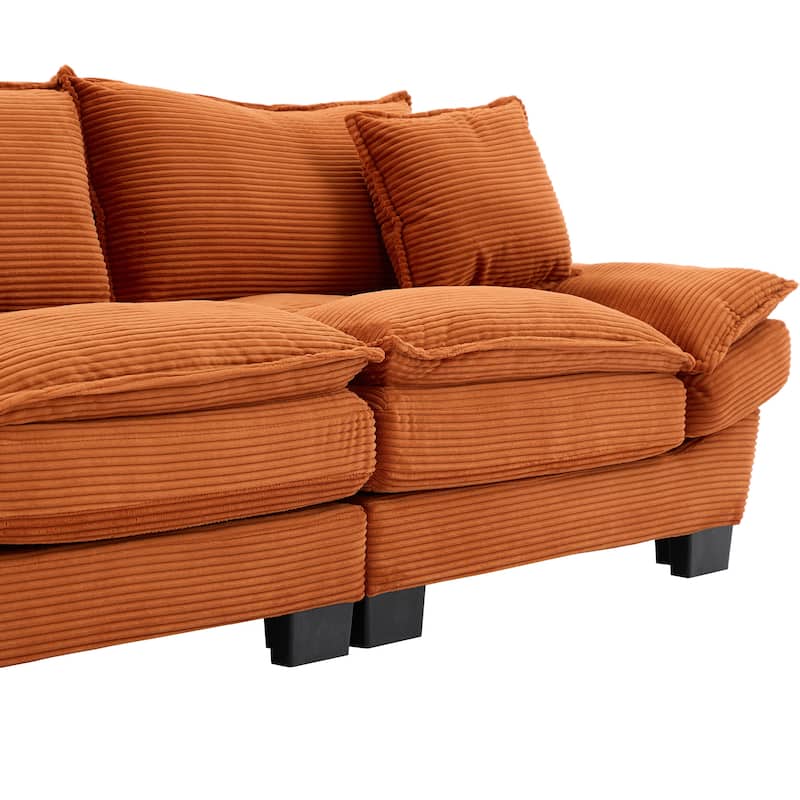 Corduroy Upholstered Loveseat Sofa, 2 Seater Sofa with Pillows, Deep Seat Sectional Sofa with Removable Cushions