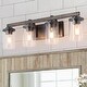 preview thumbnail 14 of 21, Fora Modern Farmhouse 4-Light Glass Bathroom Vanity Lights Rustic Metal Wall Sconces 4-Light