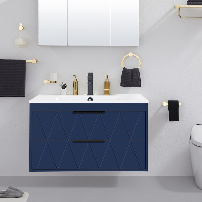 Modern Wall-Mount Vanity with Vessel Sink Sleek Bathroom Storage