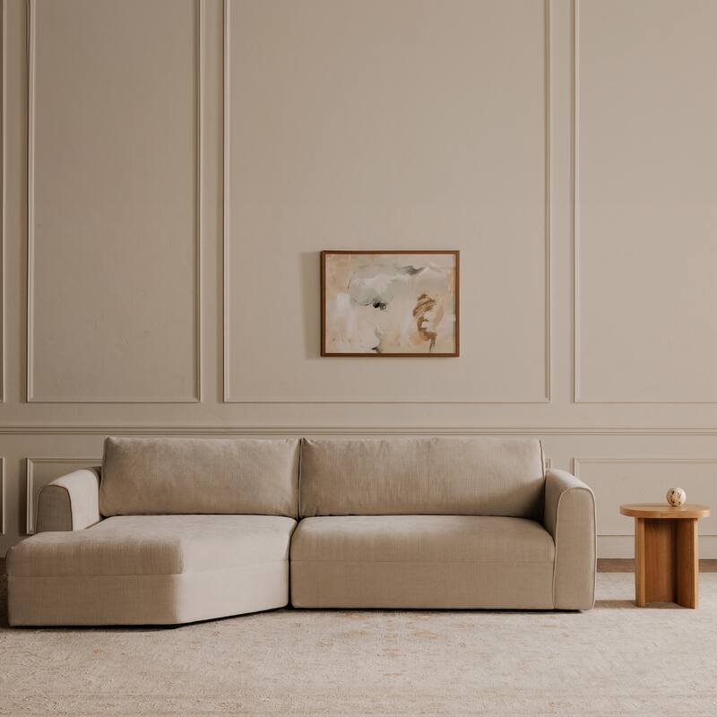 NADAAL STUDIOS Talorin Left-Facing Sectional Sofa, Wide Chaise Seating, Seats 4, Heritage Pink Chenille Fabric