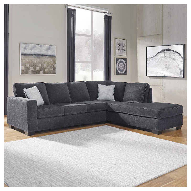 Signature Design by Ashley Altari 2-Piece Sectional with Chaise - 110" W x 90" D x 37" H - Slate - Right Facing