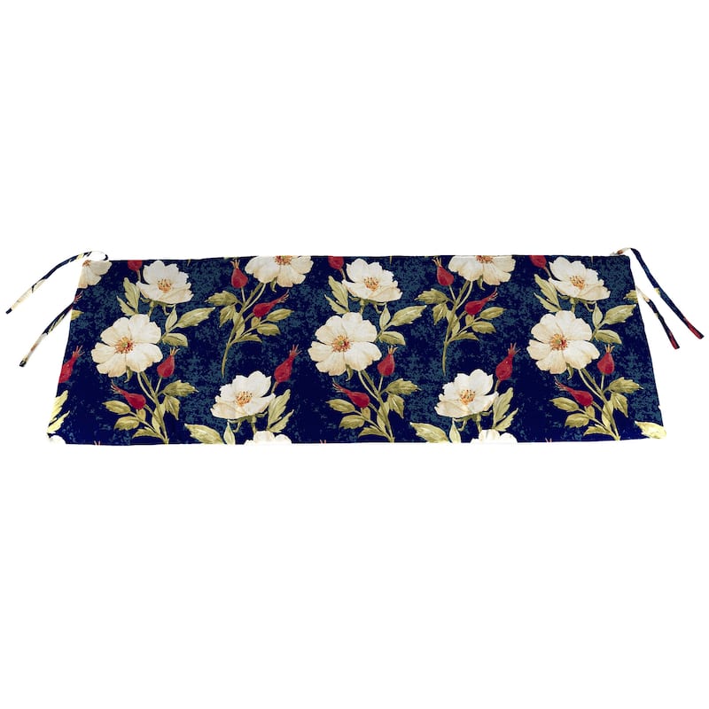 40" x 20" Outdoor Bench Cushion with Ties - 20'' L x 40'' W x 3'' H - Rose Garden