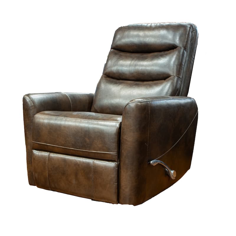 Aki 36 Inch Swivel Manual Recliner Chair, Luxury Plush Brown Faux Leather