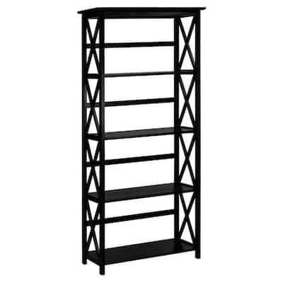 Tall 5-Tier Bookcase in Black Wood Finish - 63" H x 29.5" W x 12" D