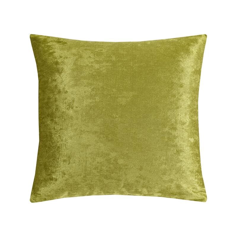 Violet Linen Velveteen Shadow Crushed Shine Pattern, 18 Inch x 18 Inch, Square, Decorative Accent Throw Pillow - Olive