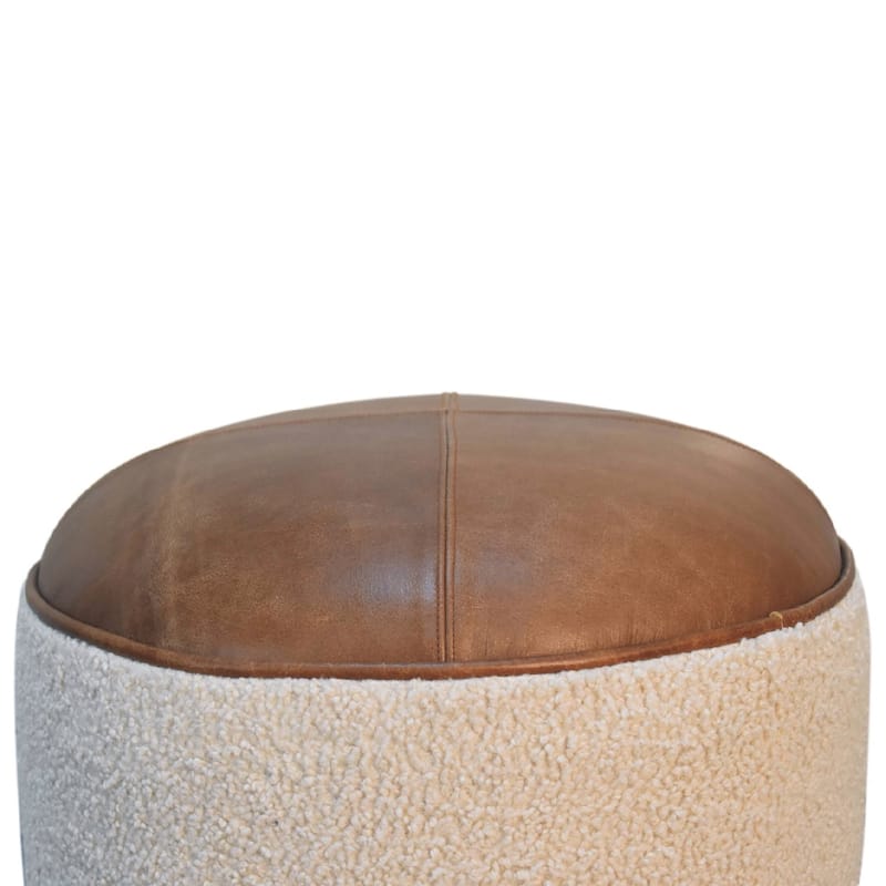 Artisan Furniture Cream Boucle Buffalo Footstool, With soft Upholstery in Brown