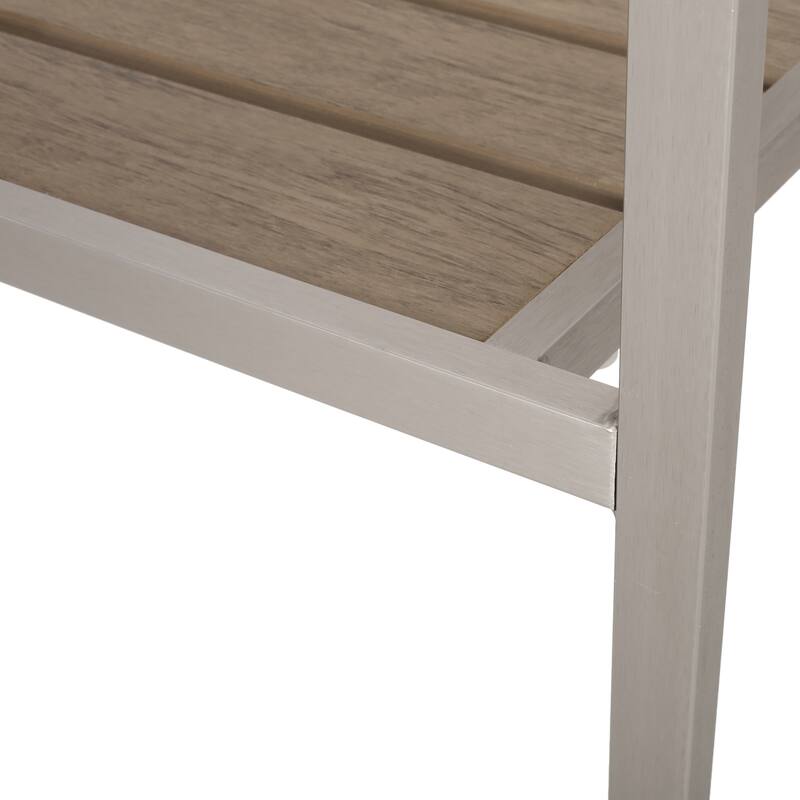 Outdoor Aluminum Dining Chairs Set of 2 All-Weather Armchair with Faux Wood Seat for Patio, Deck, Garden, Yard