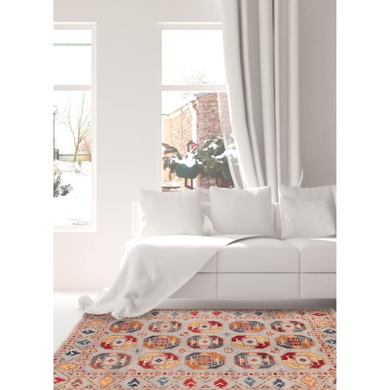 ECARPETGALLERY Hand-knotted Uzbek Ghazni Grey Wool Rug - 3'11 x 6'0