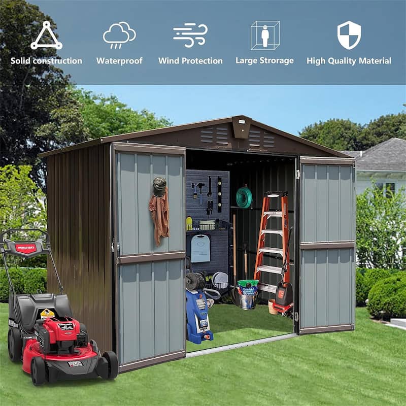 Rust-Resistant Metal Storage Shed with Double Lockable Doors & Air Vents, Water-proof Garden Shed Pet Shed, UV-Proof