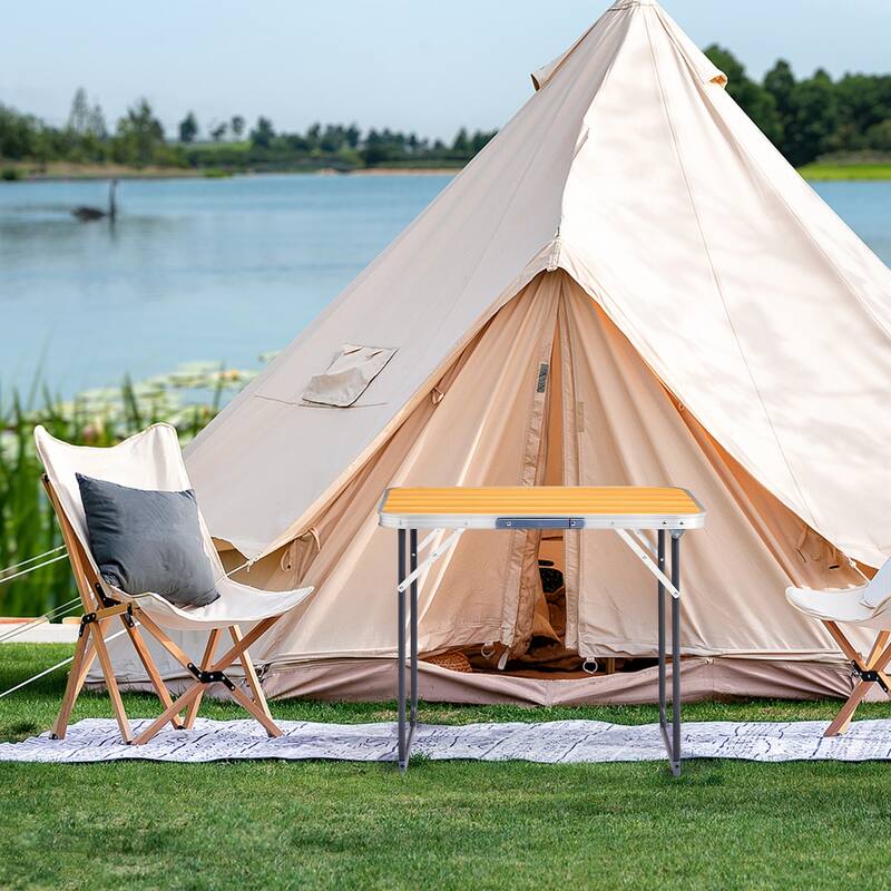Portable 2.3ft Aluminum Folding Table for Outdoor Camping - 27.56" x 19.69" x 23.62"