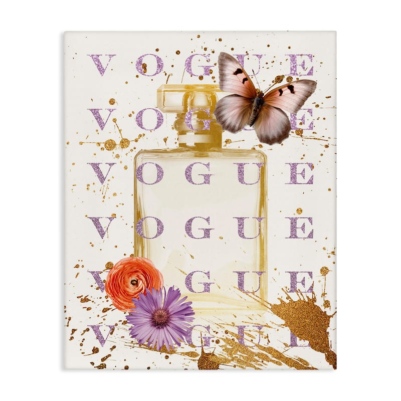Stupell Butterfly & Floral Perfume Canvas Wall Art Design By Susan Arnot - 16 x 20