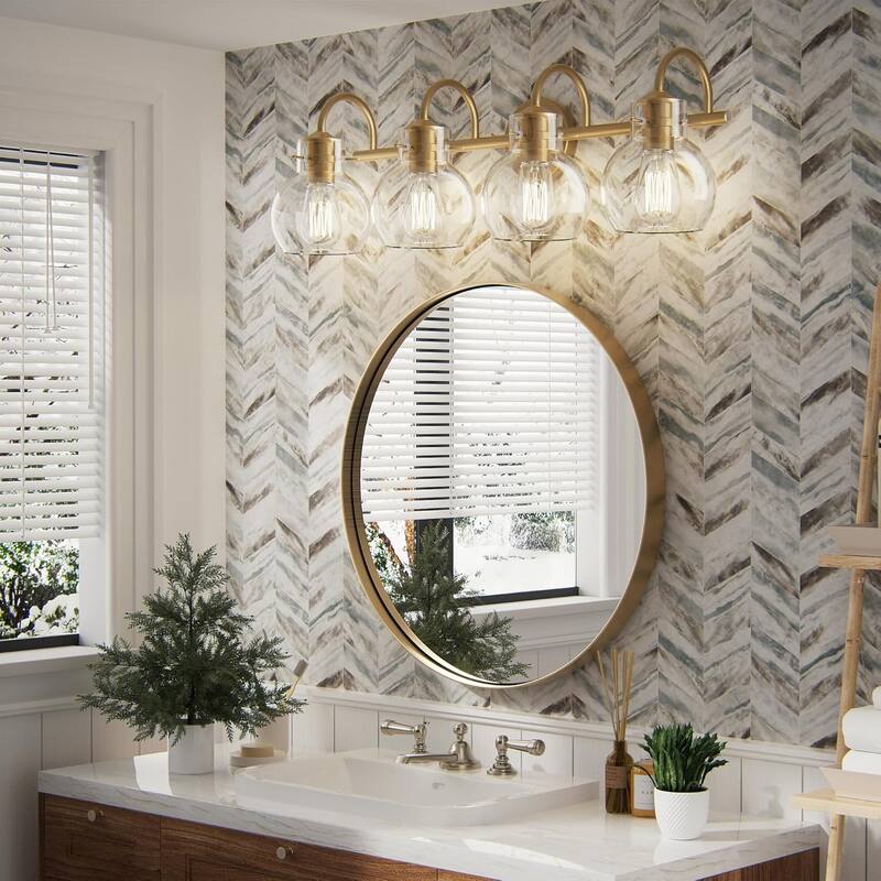 Modern 2/3/4 Bathroom Vanity Lights Clear Globe Glass Shade