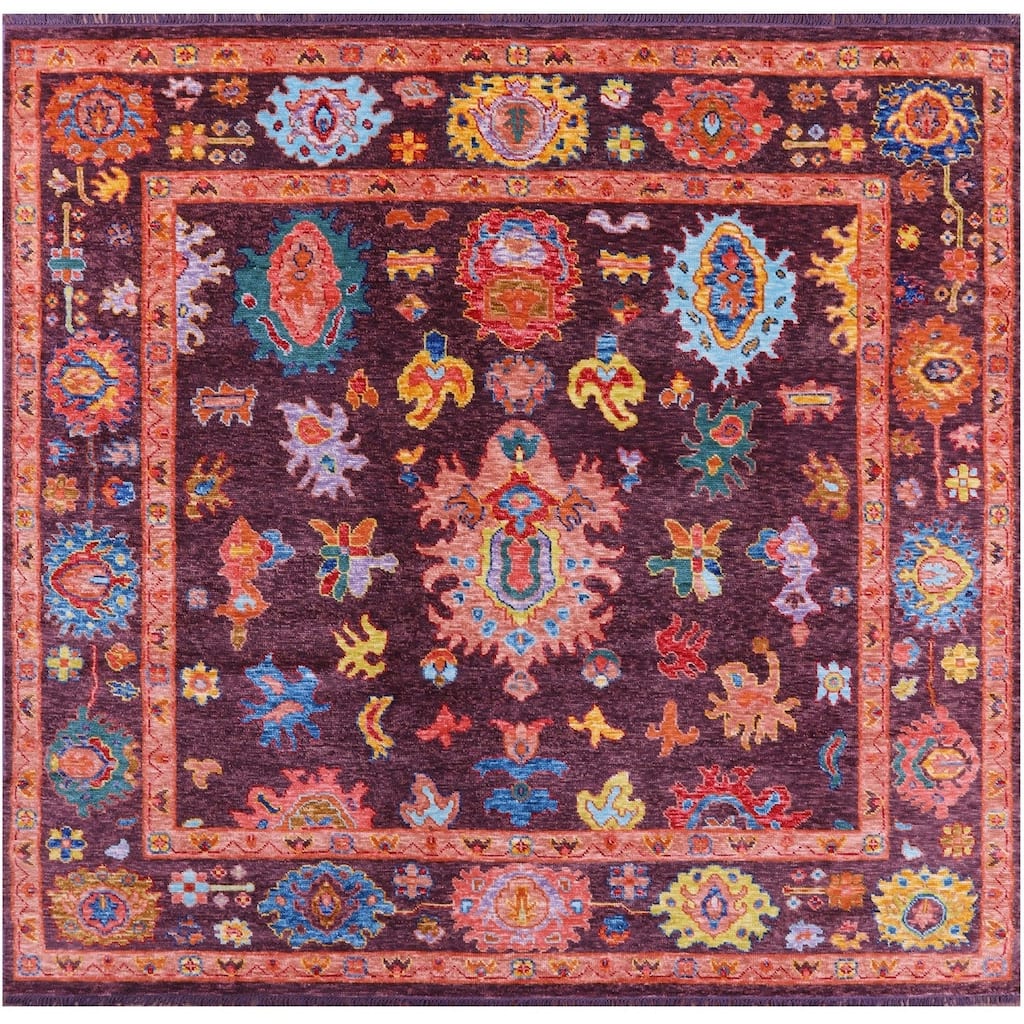 Golden Nile Square Turkish Oushak Handmade Wool Rug - 8' 7" X 9' 0"