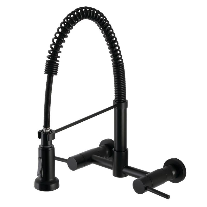 Kingston Brass Concord Two-Handle Wall Mount Pull-Down Kitchen Faucet - Matte Black