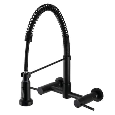 Kingston Brass Concord Two-Handle Wall Mount Pull-Down Kitchen Faucet