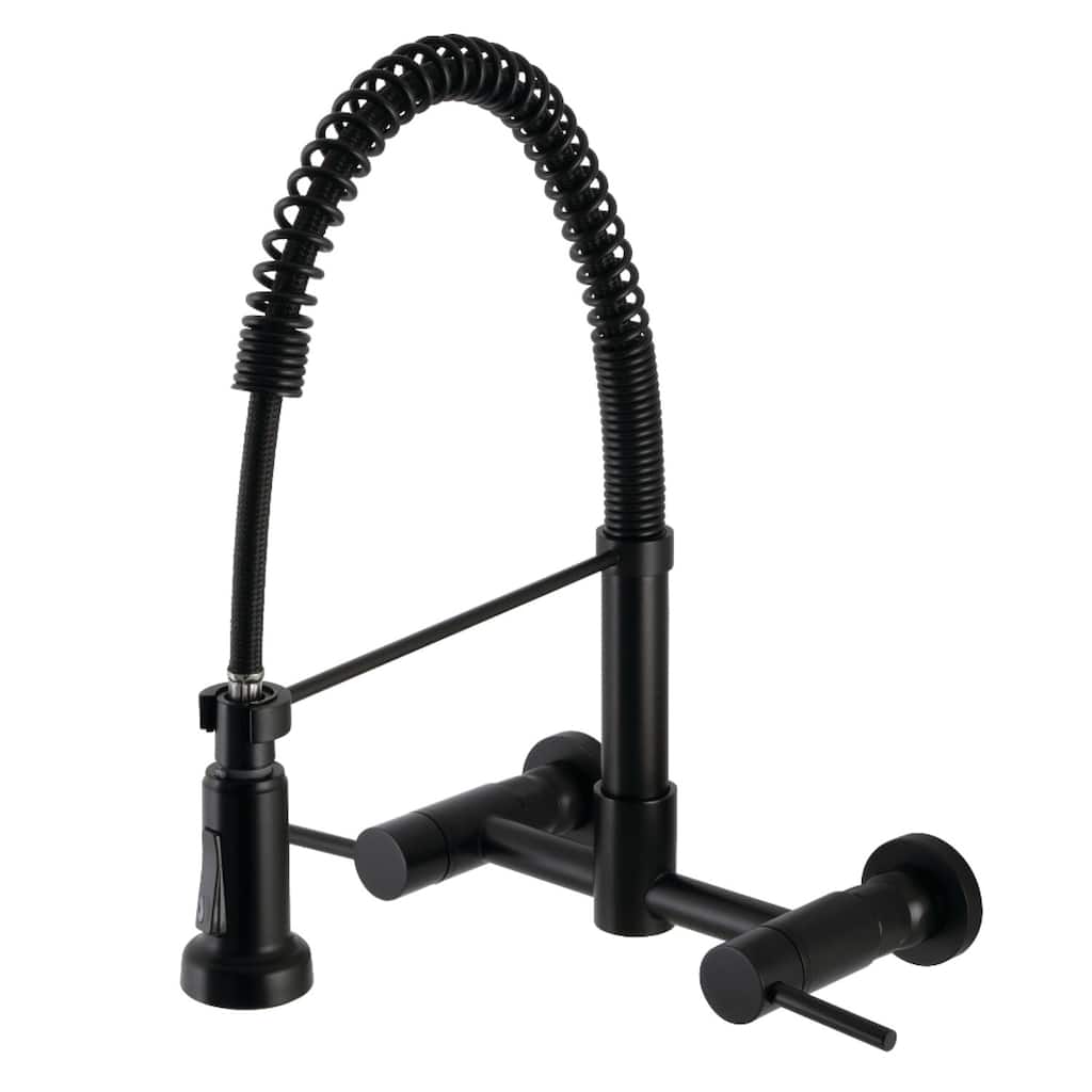 Kingston Brass Concord Two-Handle Wall Mount Pull-Down Kitchen Faucet