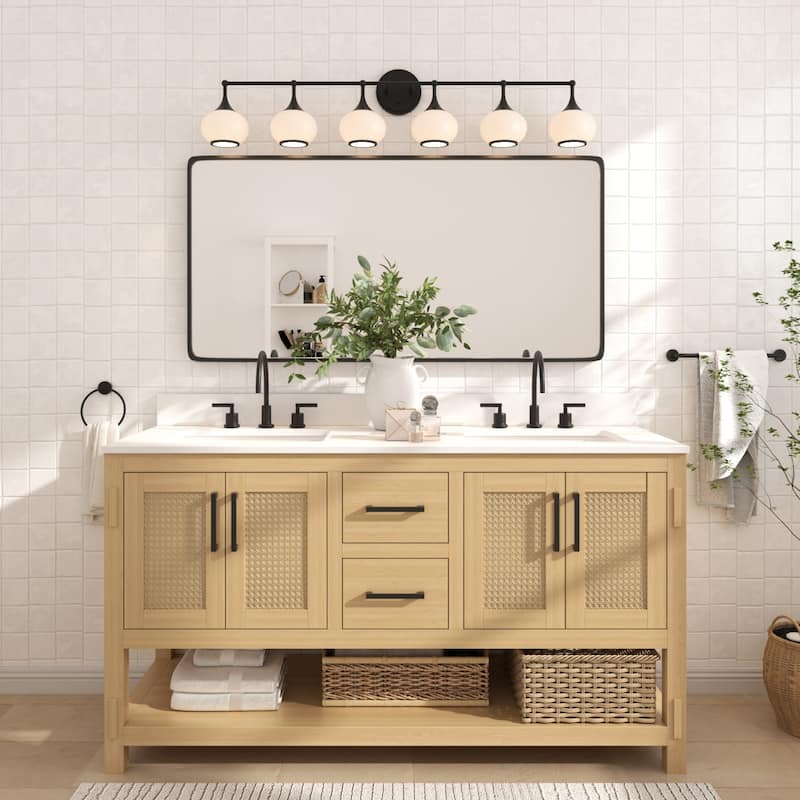 Acroma Aged Brass/Polished Chrome Finish Modern Globe Vanity Light