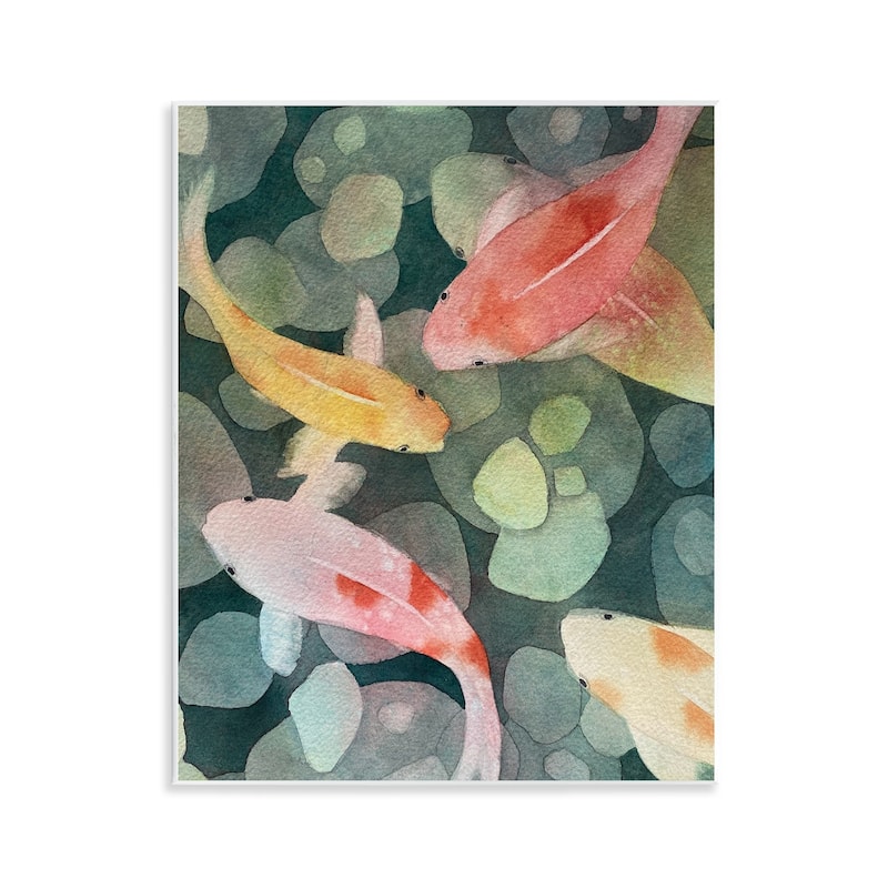 Stupell Watercolor Koi Aerial View Wall Plaque Art Design By Stephanie Fielden - 11 x 14