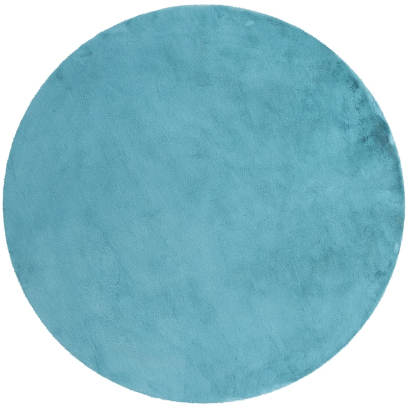 Well Woven Opal Crest Plush Glam Modern Area Rug - 2'11" Round - Light Blue - Round