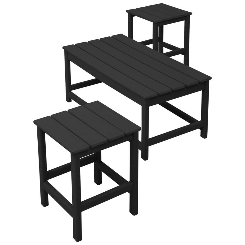 Laguna Hdpe All Weather Outdoor Patio Coffee And Side Tables (3-Piece Set) - Black