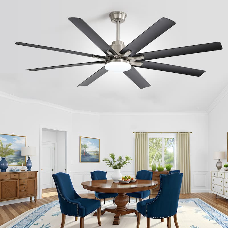 60" Smart Nickel ABS Ceiling Fan without Light, App/Remote Control